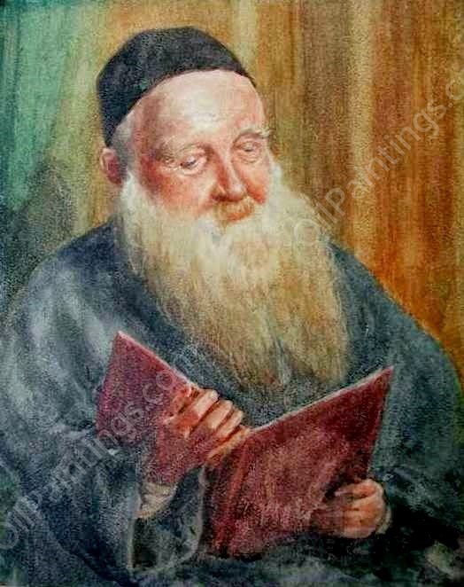 Reading Rabbi by Isidor Kaufmann - Hand-Painted Oil Painting Reproduction