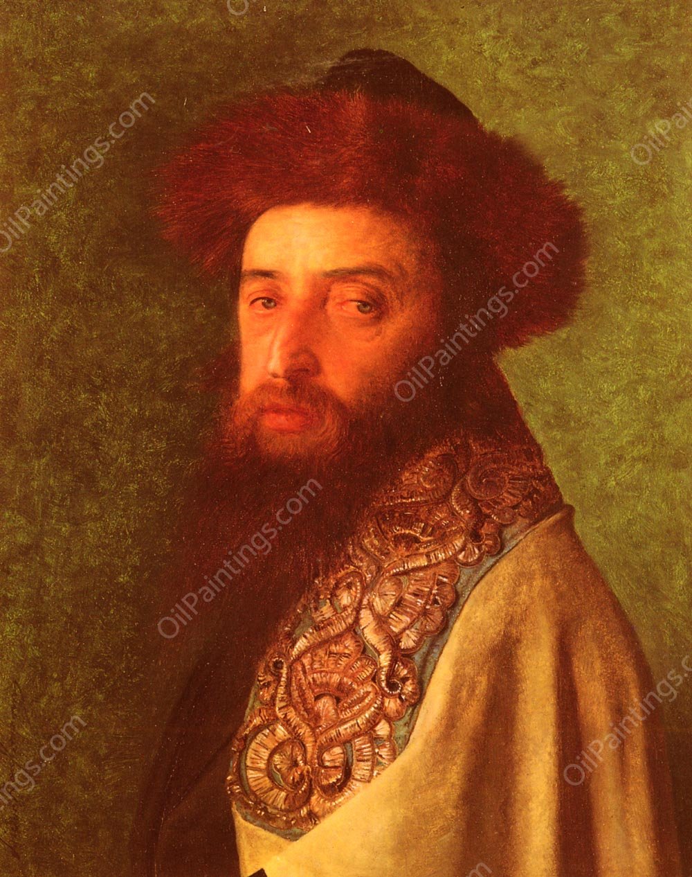 Young Rabbi with Blue Tallis by Isidor Kaufmann - Hand-Painted Oil Painting Reproduction
