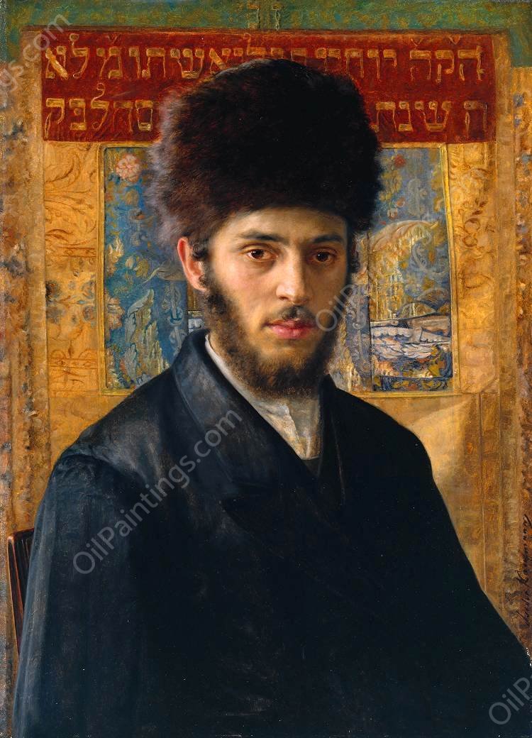 Young Rabbi by Isidor Kaufmann - Hand-Painted Oil Painting Reproduction