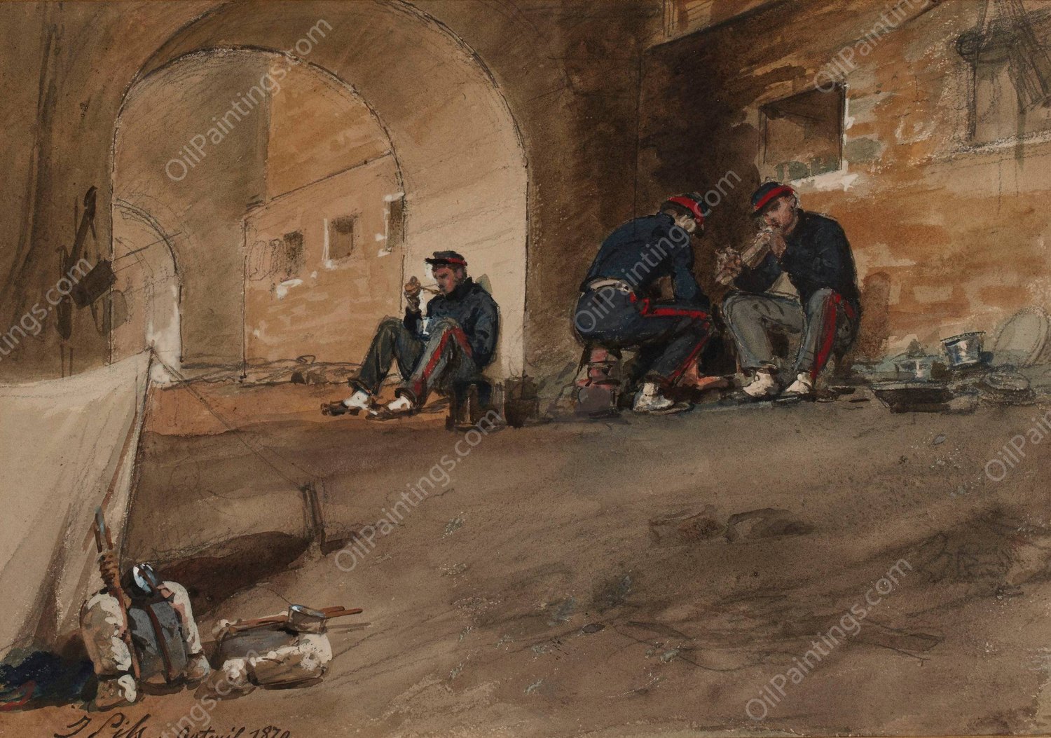 Auteuil 1870.  by Isidore Pils - Hand-Painted Oil Painting Reproduction