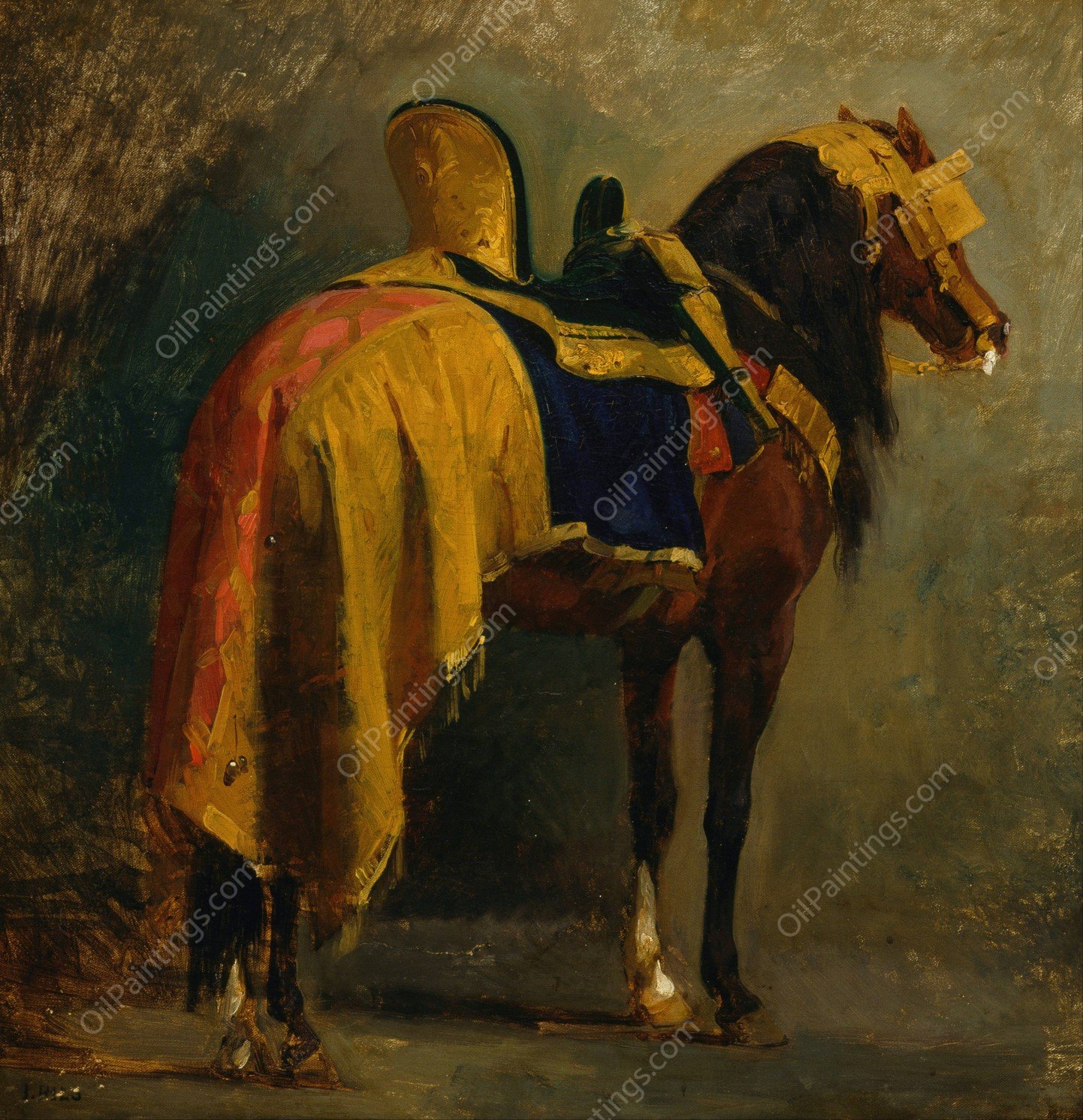 Horse caparisoned  by Isidore Pils - Hand-Painted Oil Painting Reproduction