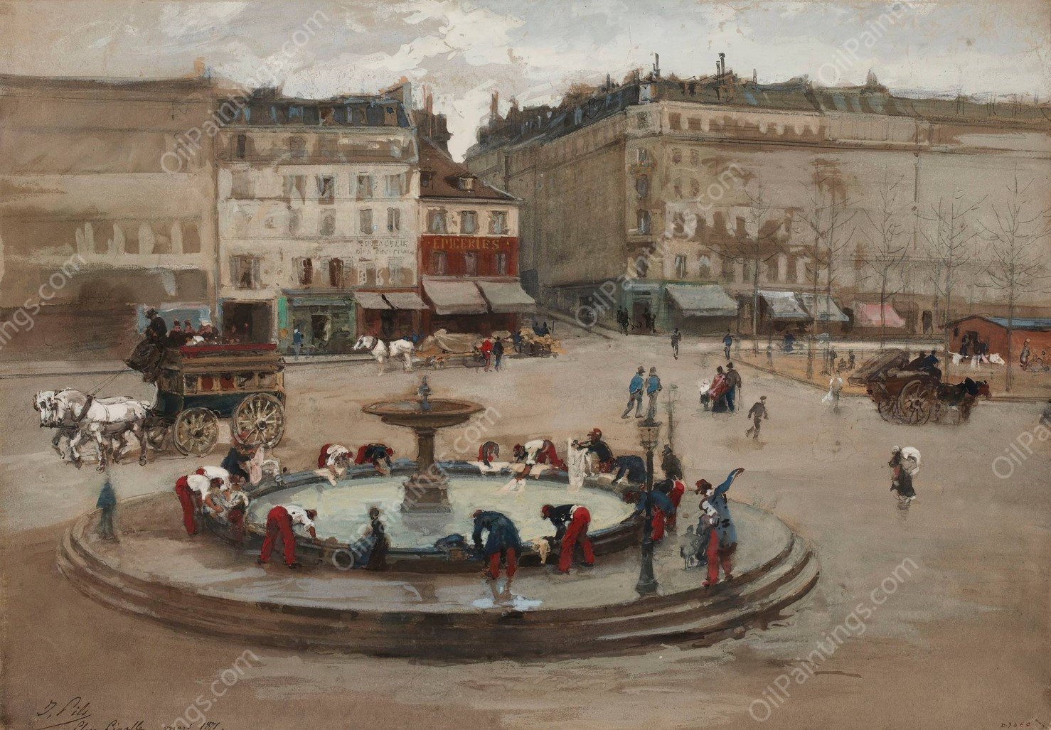 La lessive, place Pigalle, mars 1871  by Isidore Pils - Hand-Painted Oil Painting Reproduction