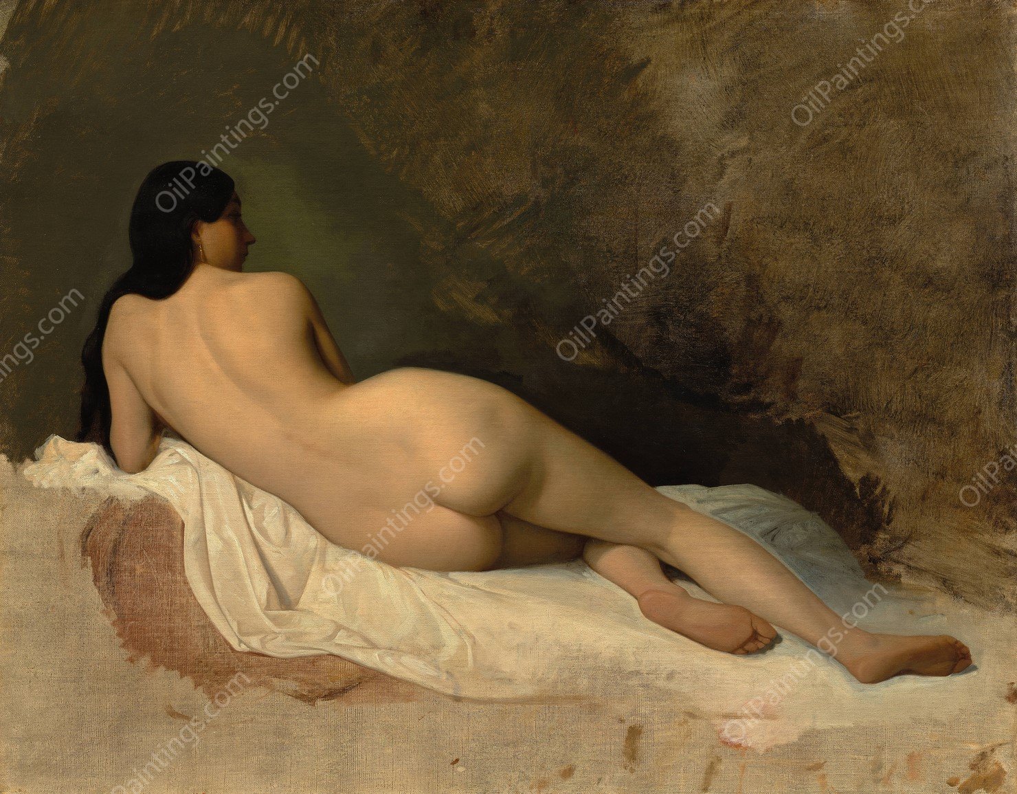 Study of a Reclining Nude  by Isidore Pils - Hand-Painted Oil Painting Reproduction