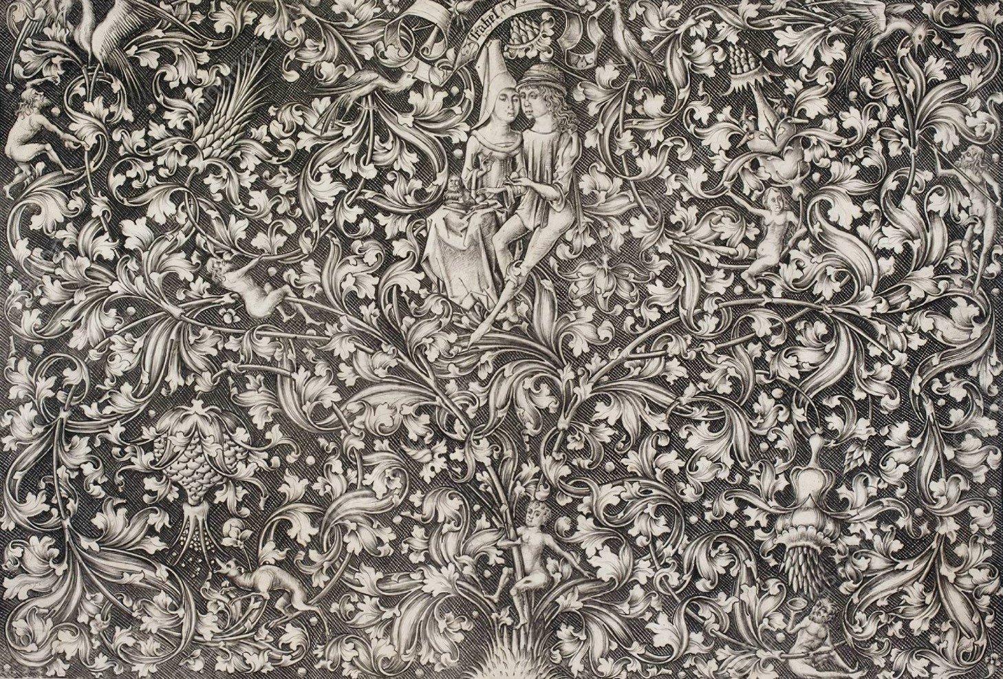 Ornament with Lovers  by Israhel Van Meckenem - Hand-Painted Oil Painting Reproduction