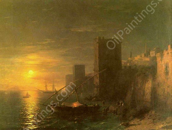 A Lunar Night in Constantinople by Ivan Konstantinovich Aivazovsky - Hand-Painted Oil Painting Reproduction