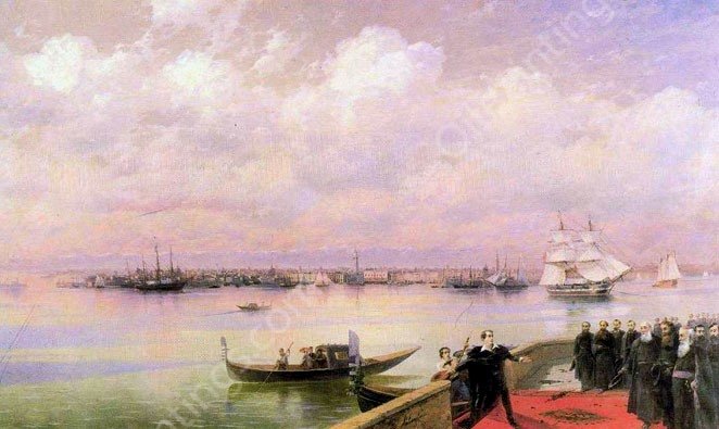 Byron Visiting Mhitarists on Island of Saint Lazarus in Venice by Ivan Konstantinovich Aivazovsky - Hand-Painted Oil Painting Reproduction