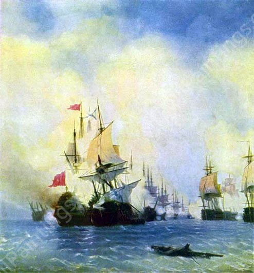 Sea Battle Near Navarine  by Ivan Konstantinovich Aivazovsky - Hand-Painted Oil Painting Reproduction
