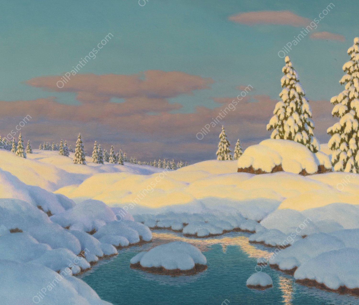 Winter Landscape by Ivan Fedorovich Choultse - Hand-Painted Oil Painting Reproduction