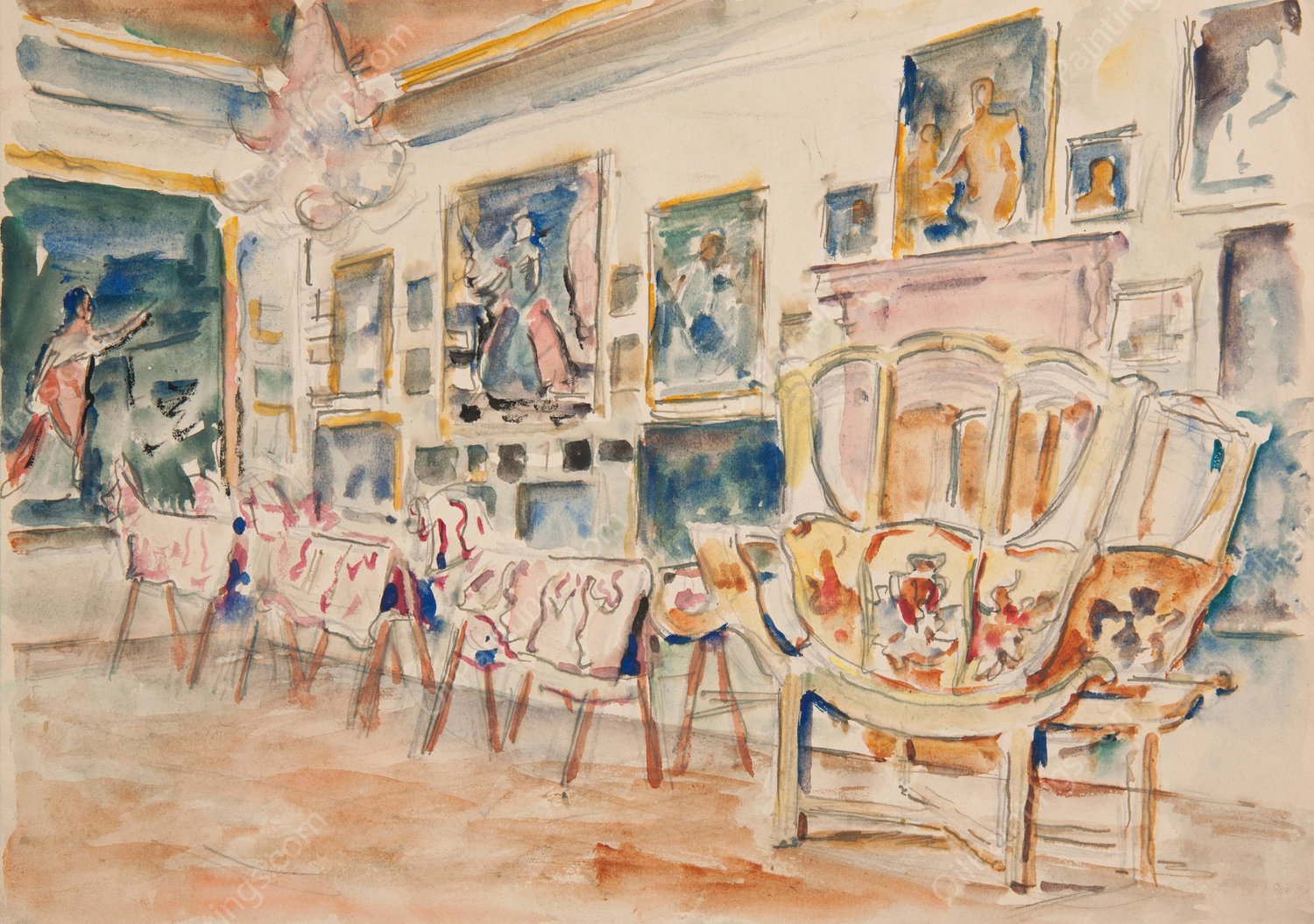 Pokoj zolty w Palacu w Podhorcach  by Ivan Ivanec - Hand-Painted Oil Painting Reproduction