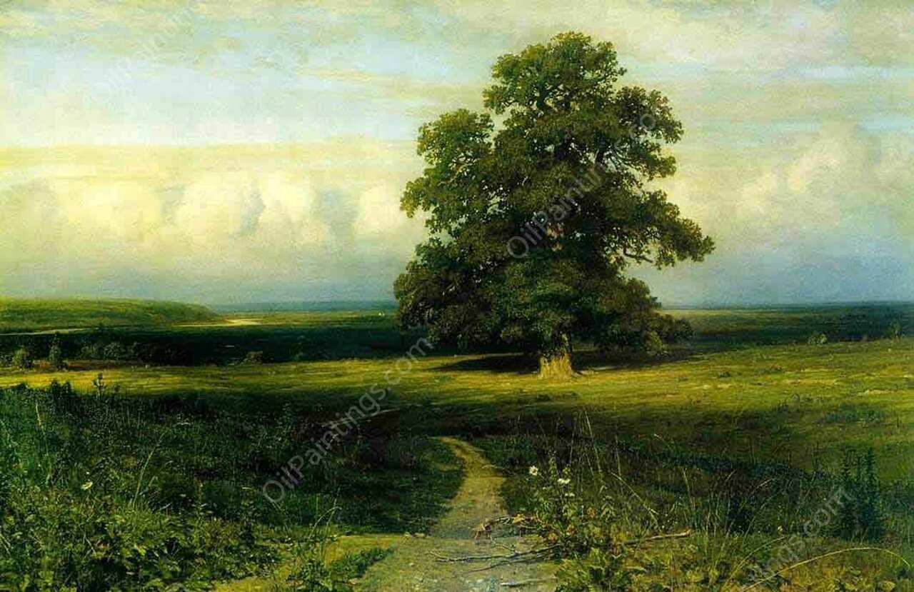 In the Middle of Flat Valley by Ivan Ivanovich Shishkin - Hand-Painted Oil Painting Reproduction