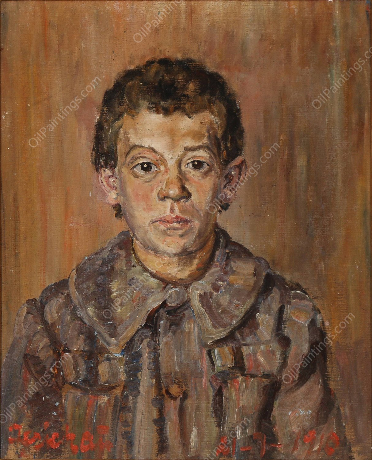 Studie af en dreng  by J.A. Jerichau - Hand-Painted Oil Painting Reproduction