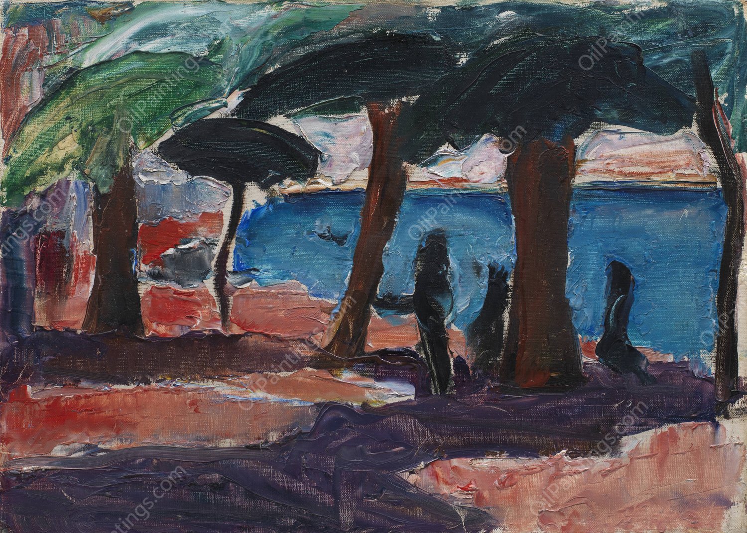 The Quay, Bandol  by J.A. Jerichau - Hand-Painted Oil Painting Reproduction