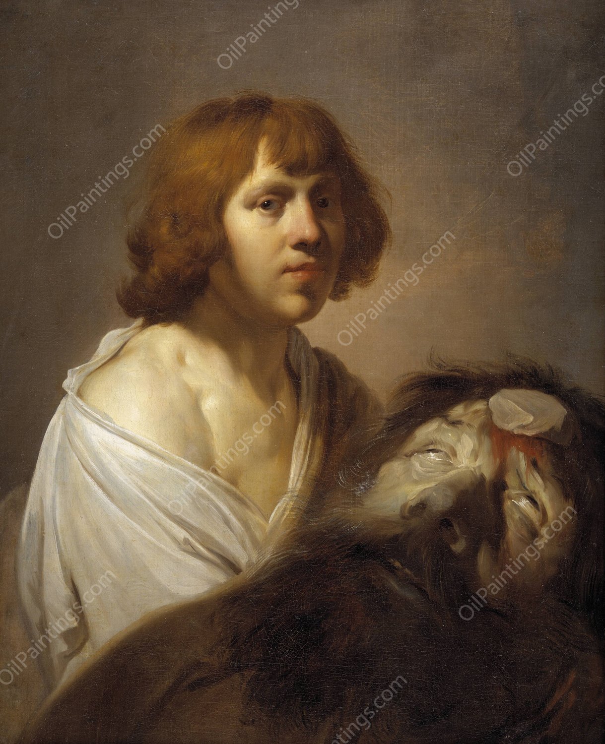 David with the Head of Goliath  by Jacob Adriaensz Backer - Hand-Painted Oil Painting Reproduction