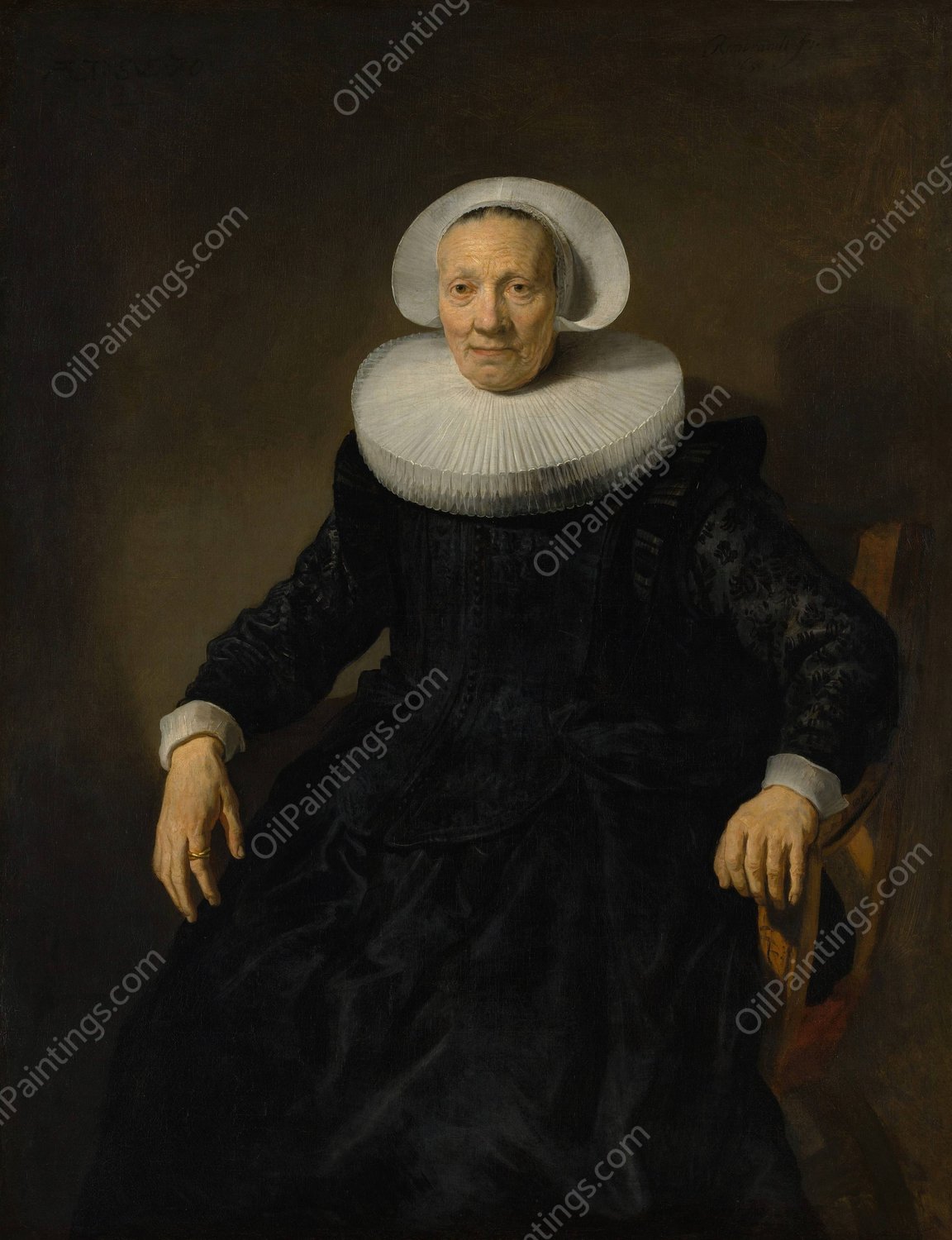 Old Woman in an Armchair by Jacob Adriaensz Backer - Hand-Painted Oil Painting Reproduction