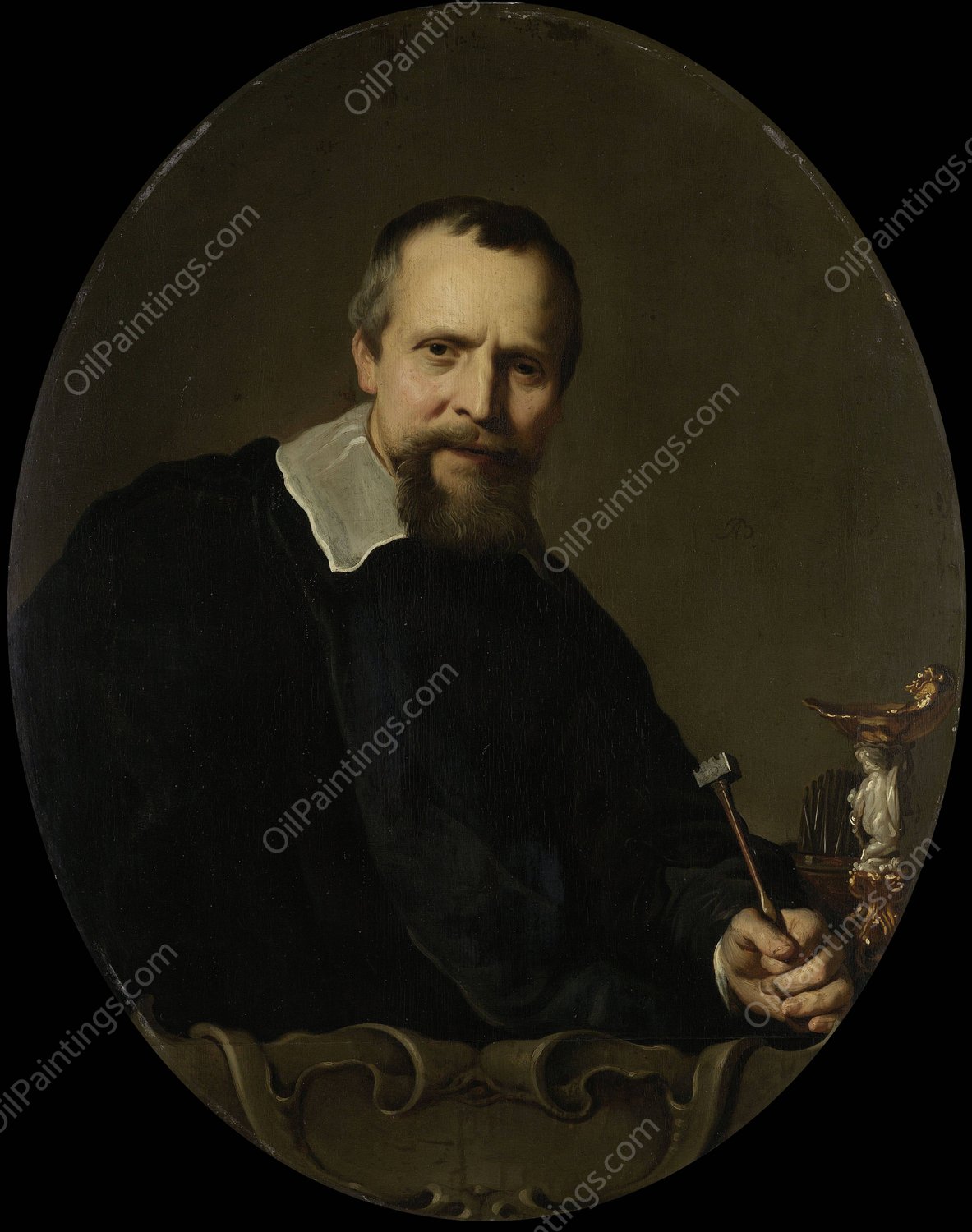 Portrait of Johannes Lutma  by Jacob Adriaensz Backer - Hand-Painted Oil Painting Reproduction