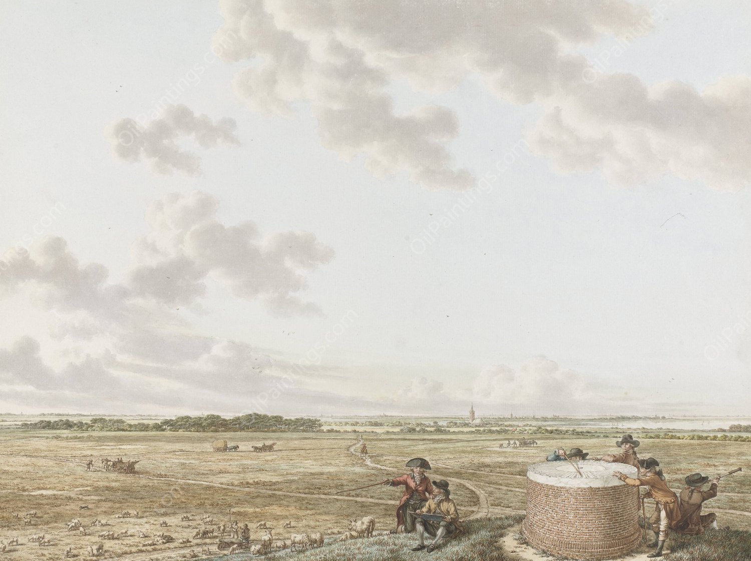 Gezicht van de Tafelberg bij Blaricum, met links Craayloos'Bosch en rechts de 'tafel' by Jacob Cats - Hand-Painted Oil Painting Reproduction