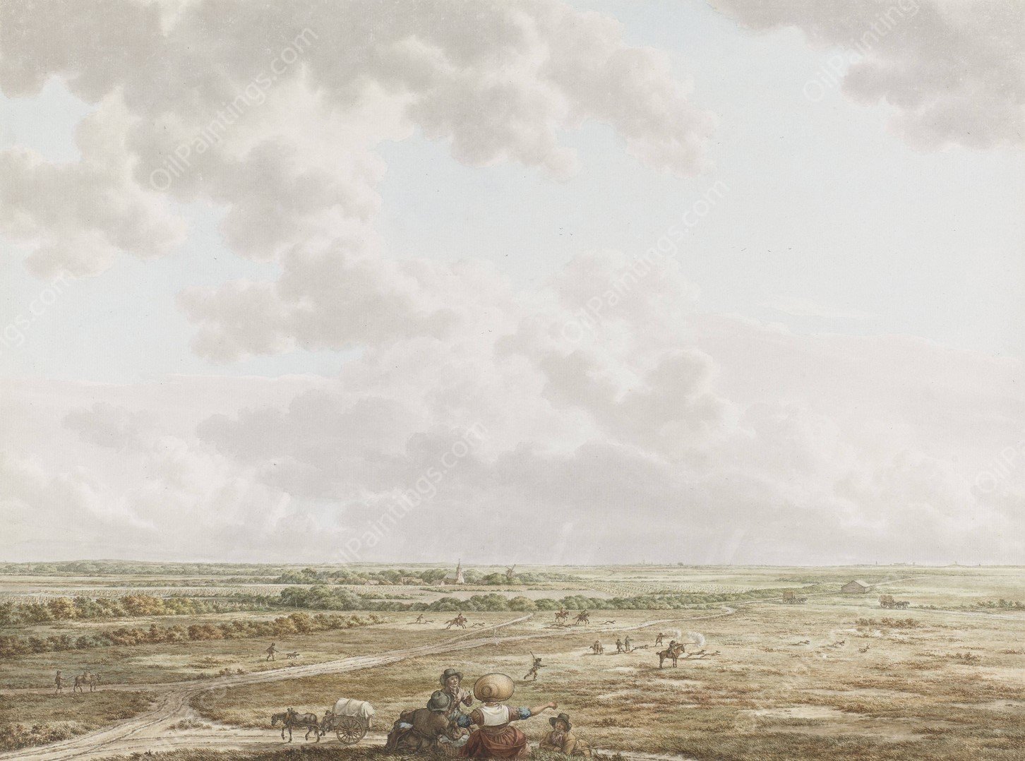 Gezicht van de Tafelberg bij Blaricum, met op de voorgrond Laren  by Jacob Cats - Hand-Painted Oil Painting Reproduction
