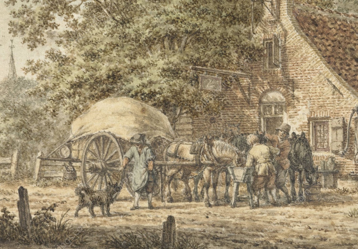 Halte voor een herberg in zomertijd  by Jacob Cats - Hand-Painted Oil Painting Reproduction