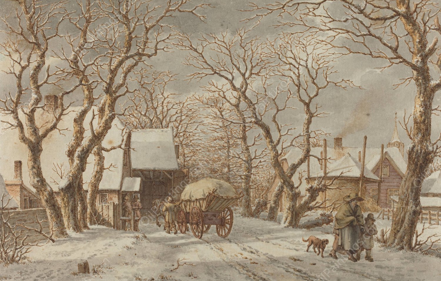 Winter Scene  by Jacob Cats - Hand-Painted Oil Painting Reproduction