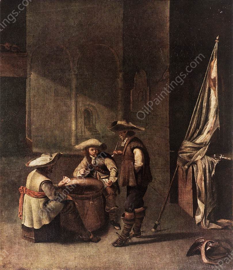 Guardroom with Soldiers Playing Cards by Jacob Duck - Hand-Painted Oil Painting Reproduction