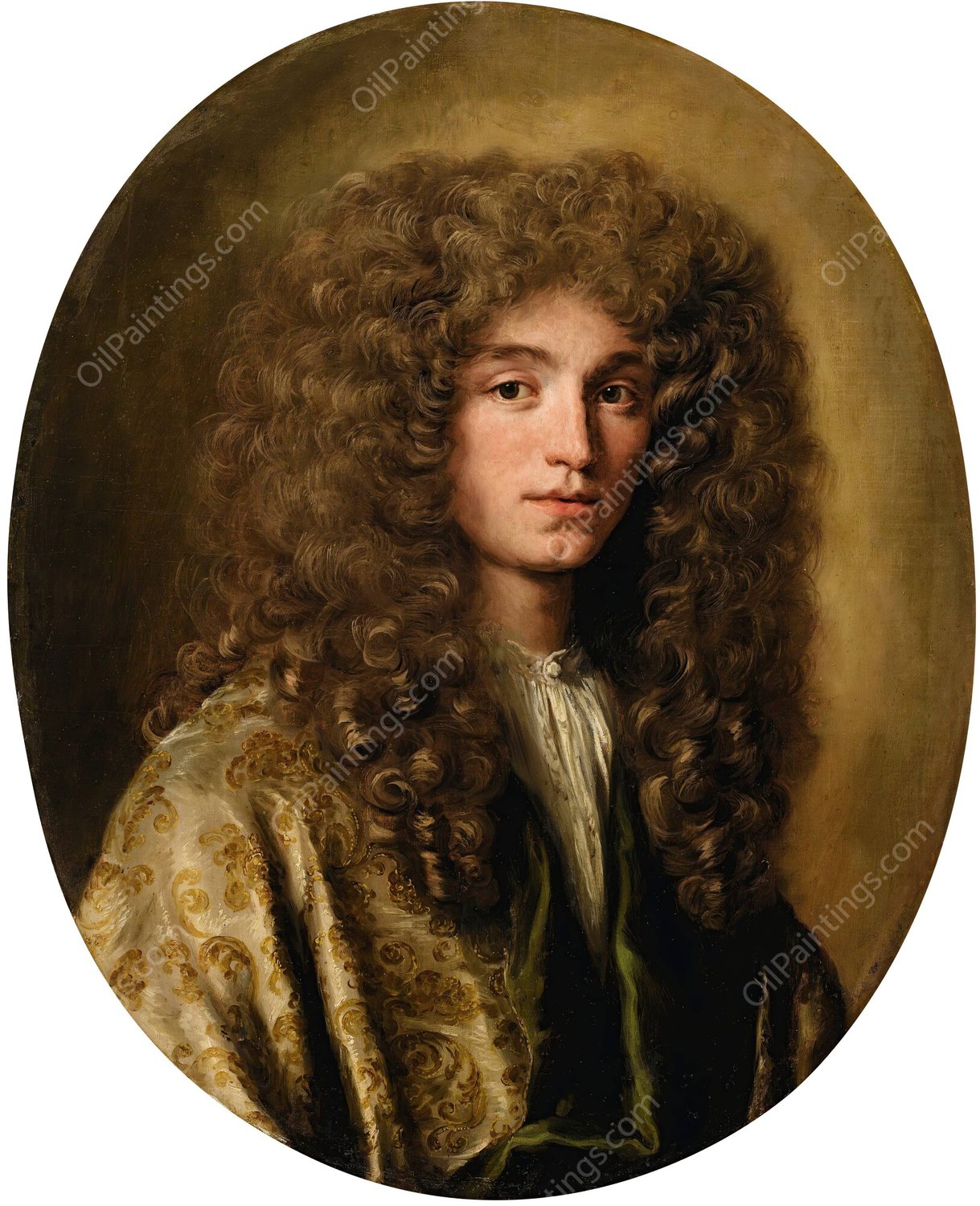 Portrait of a man wearing a wig by Jacob Ferdinand Voet - Hand-Painted Oil Painting Reproduction
