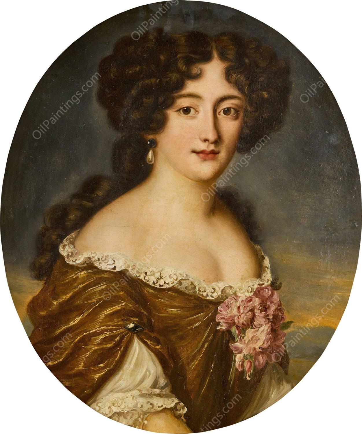 Portrait of Ortensia Mancini, duchessa di Mazzarino  by Jacob Ferdinand Voet - Hand-Painted Oil Painting Reproduction