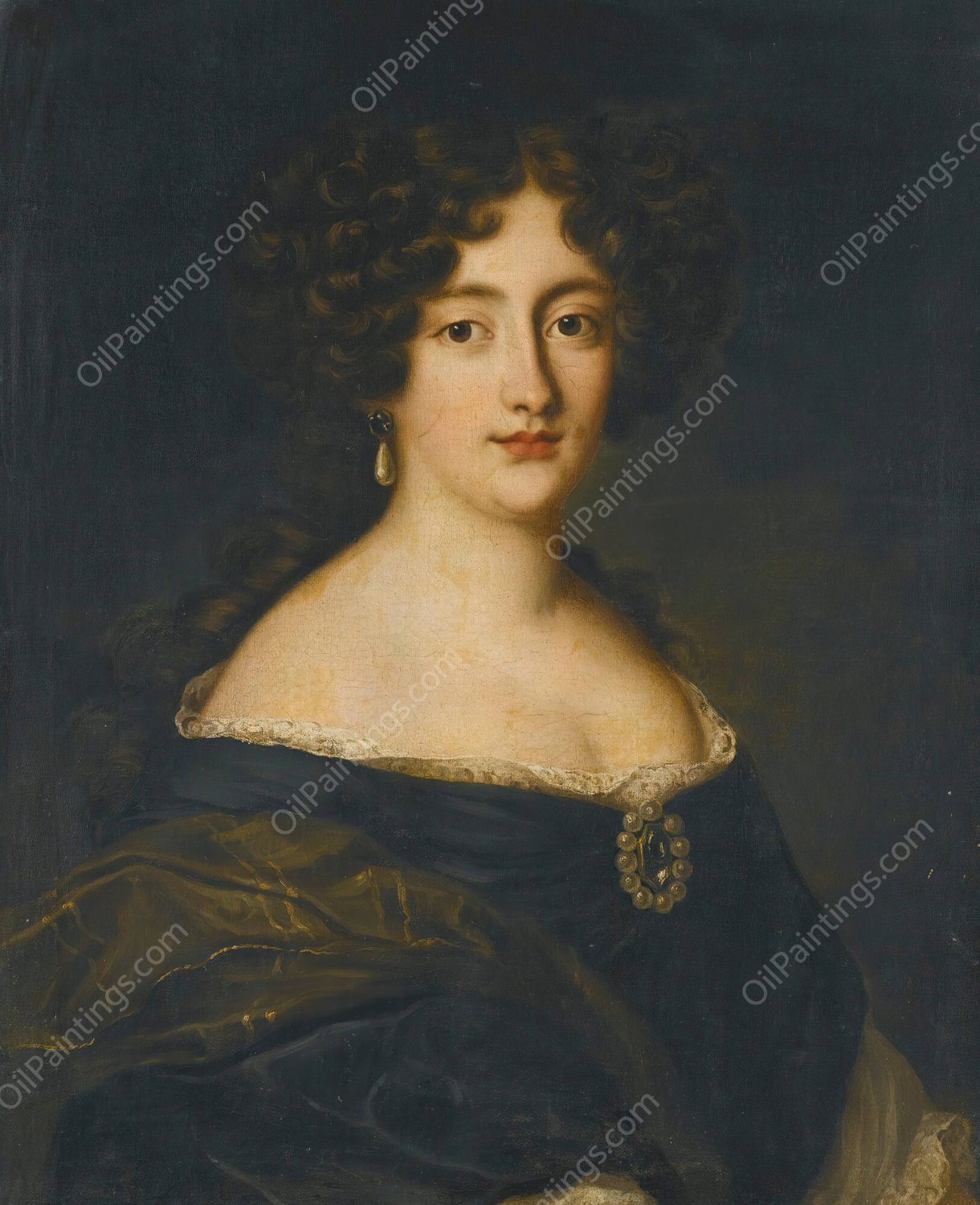 Portrait Of Ortensia Mancini  by Jacob Ferdinand Voet - Hand-Painted Oil Painting Reproduction