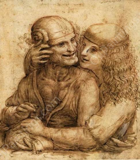 Young Man Caresses an Old Woman by Jacob Hoefnagel - Hand-Painted Oil Painting Reproduction