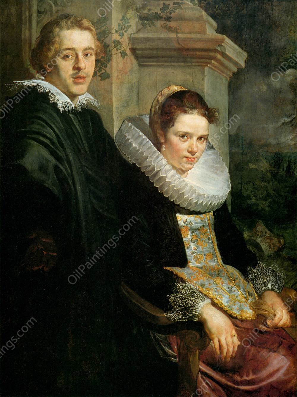 Portrait of a Young Married Couple by Jacob Jordaens - Hand-Painted Oil Painting Reproduction