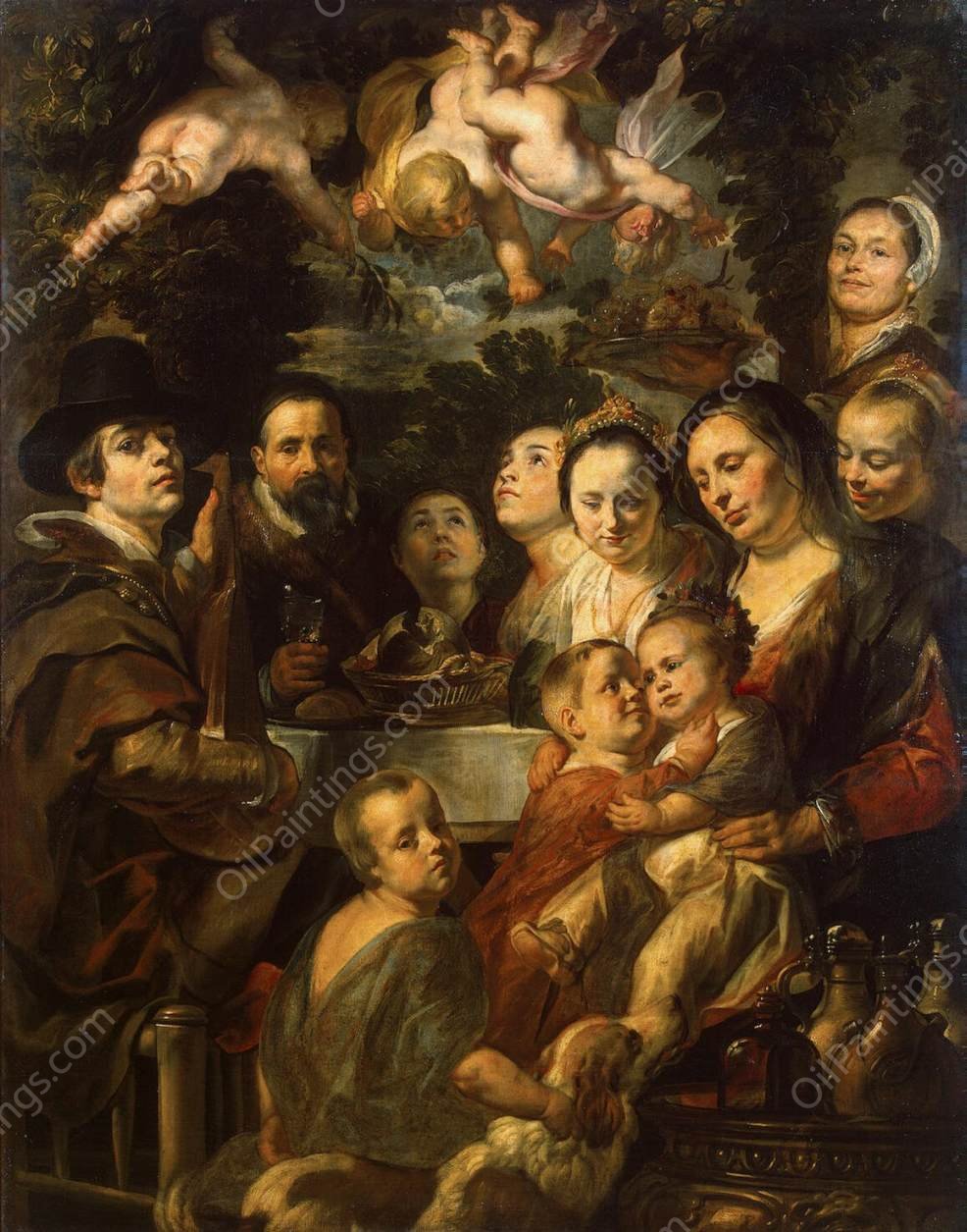 Self-Portrait Among Parents, Brothers and Sisters by Jacob Jordaens - Hand-Painted Oil Painting Reproduction