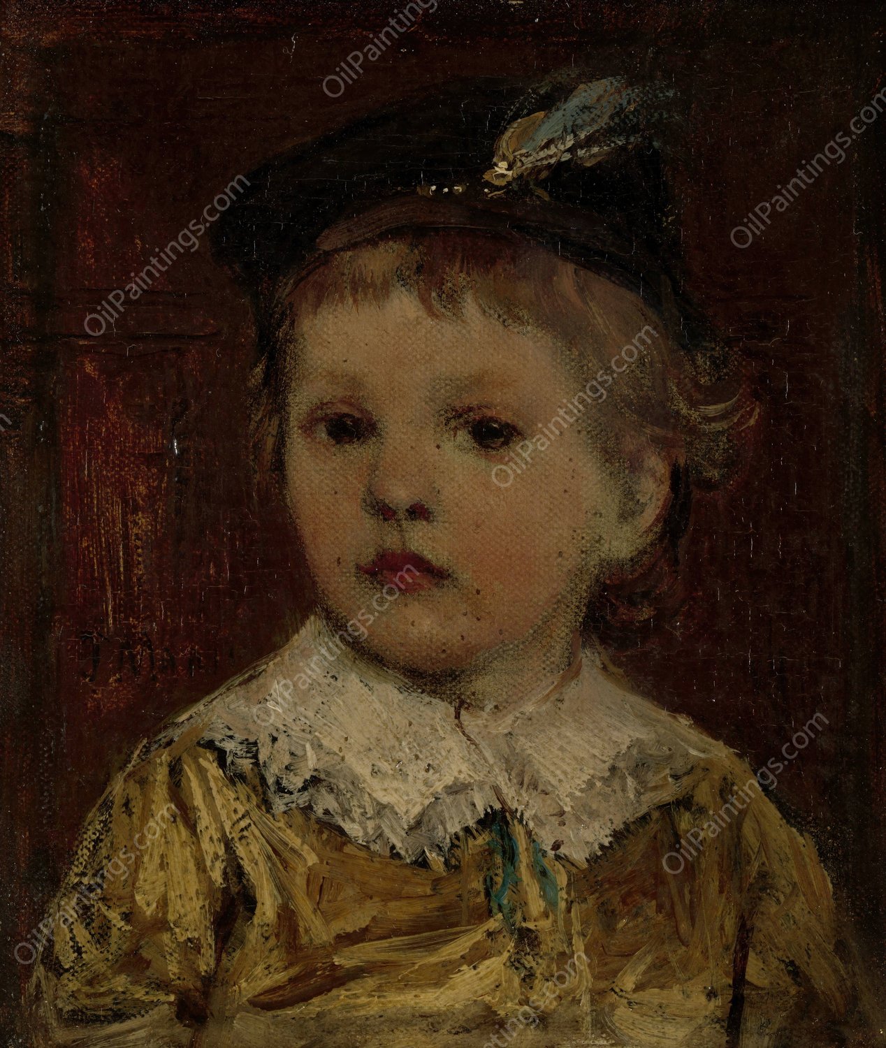 Portret van Willem, vermoedelijk Willem Matthijs Maris Jbzn, zoon van Jacob Maris  by Jacob Maris - Hand-Painted Oil Painting Reproduction