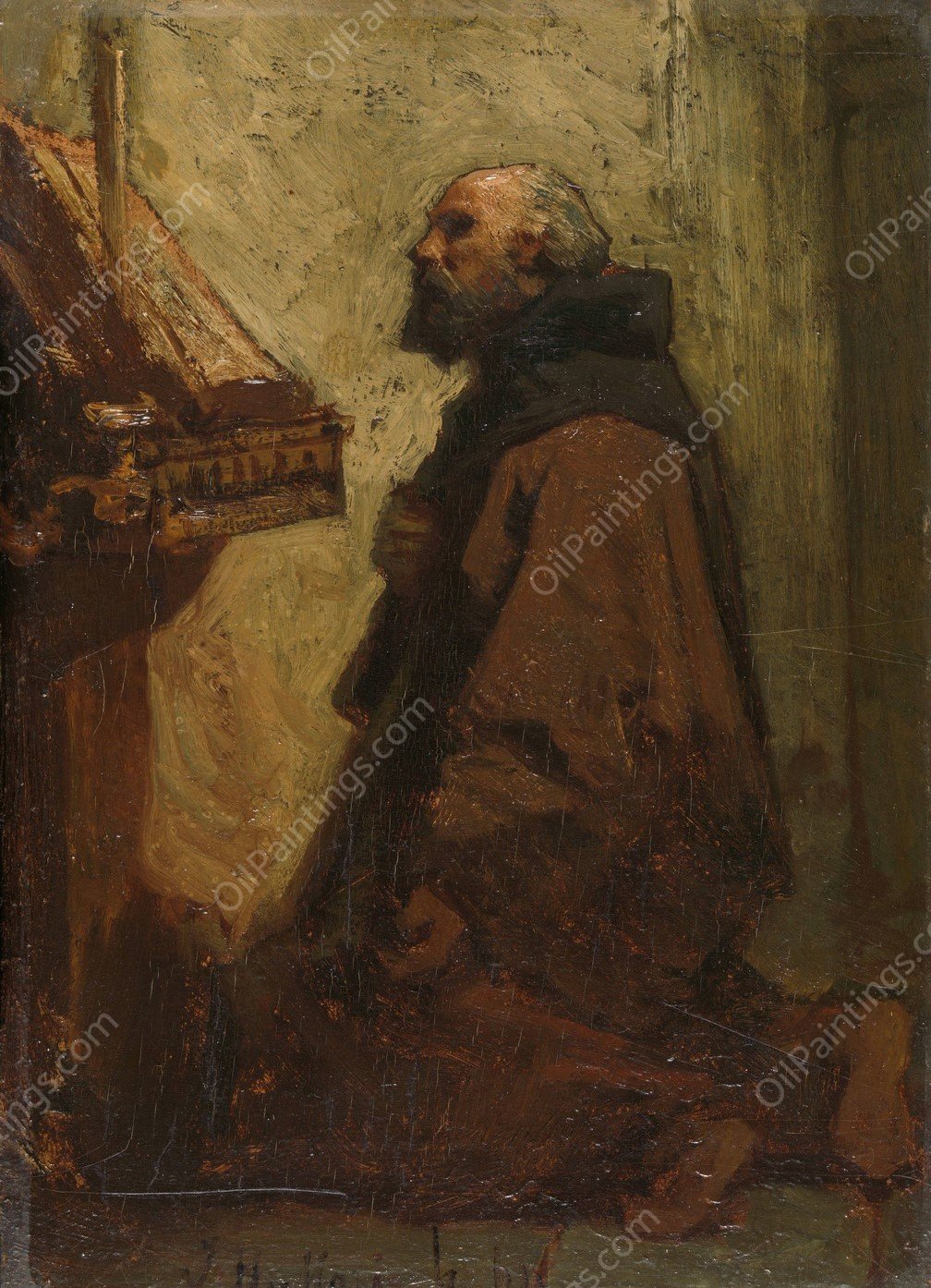 Praying Monk  by Jacob Maris - Hand-Painted Oil Painting Reproduction