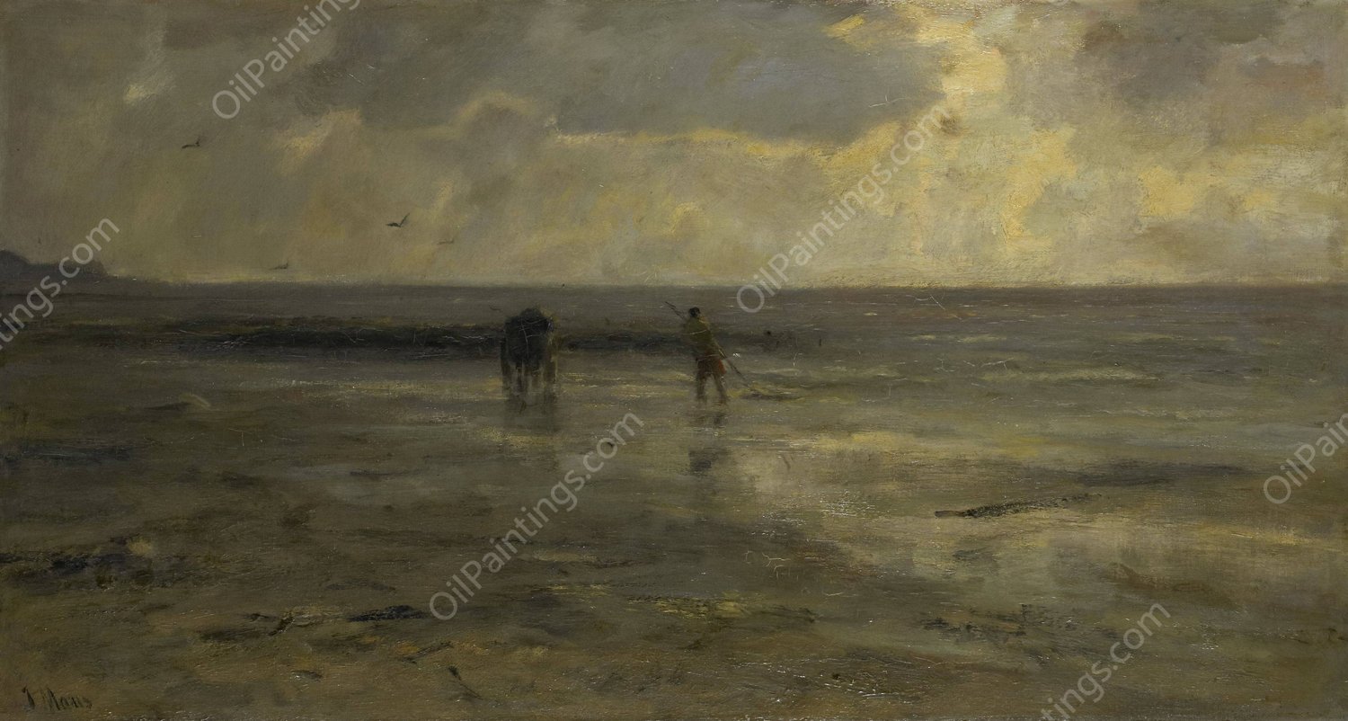 Strand bij avond  by Jacob Maris - Hand-Painted Oil Painting Reproduction