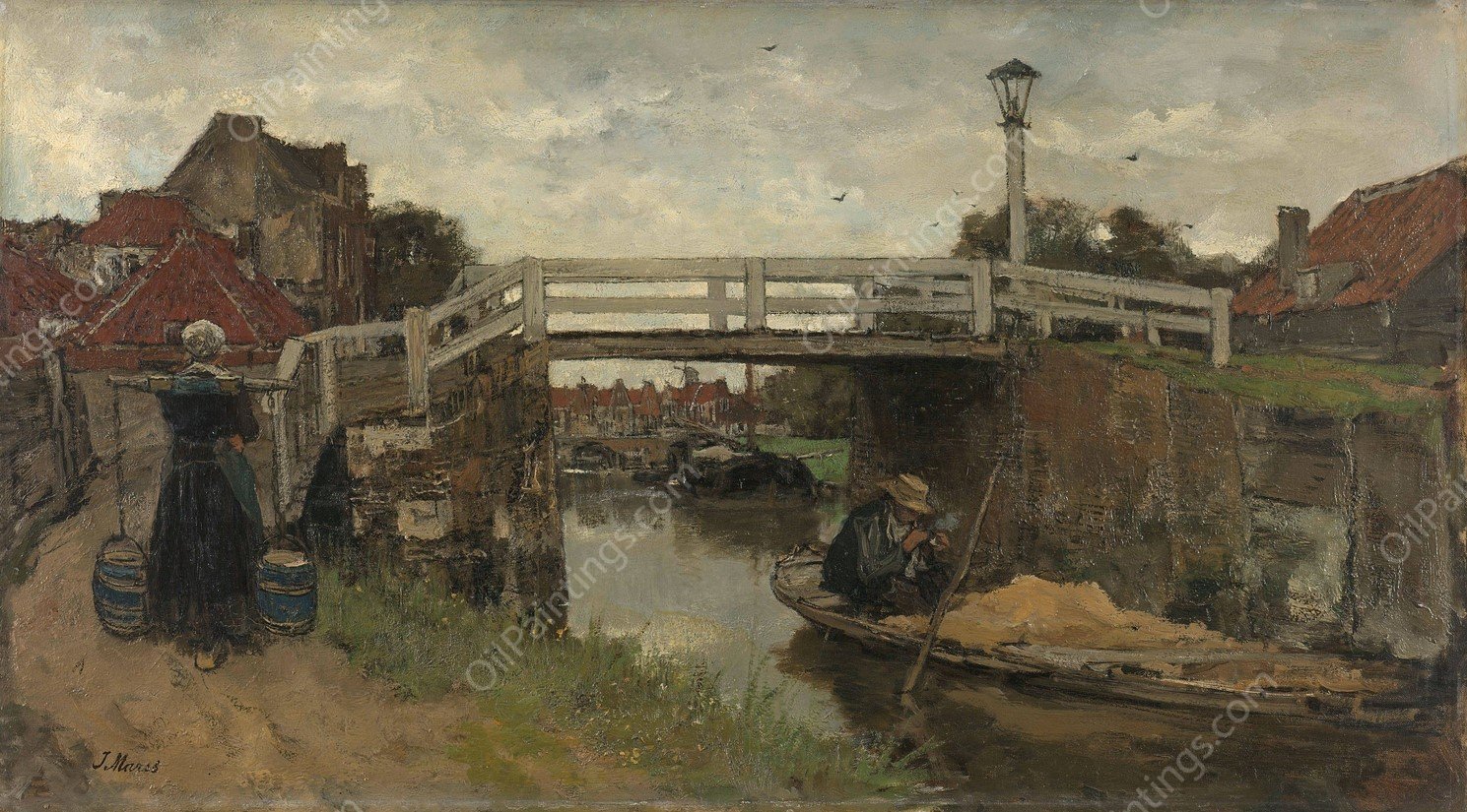 The Bridge  by Jacob Maris - Hand-Painted Oil Painting Reproduction