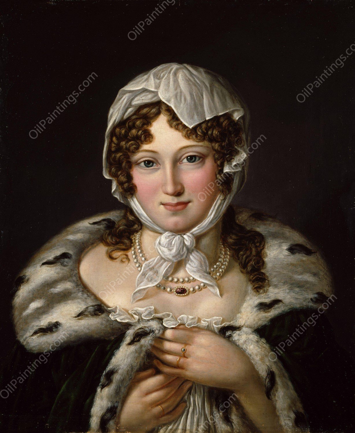 Dameportrett, Signora Contessa di Mollinasko  by Jacob Munch - Hand-Painted Oil Painting Reproduction