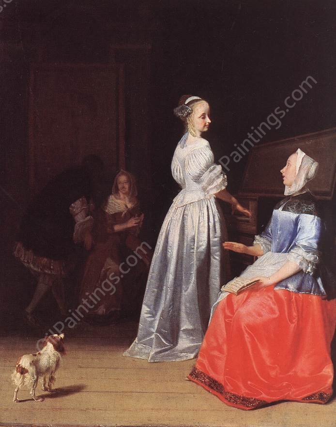 Rehearsing the Song by Jacob Ochtervelt - Hand-Painted Oil Painting Reproduction