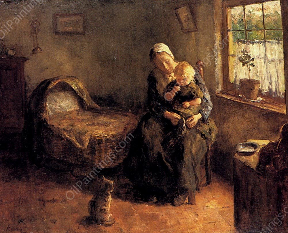 Dressing The Baby by Jacob Simon Hendrik Kever - Hand-Painted Oil Painting Reproduction