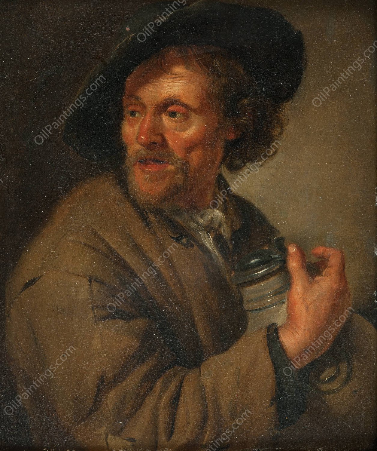 Man Holding a jug  by Jacob Toorenvliet - Hand-Painted Oil Painting Reproduction