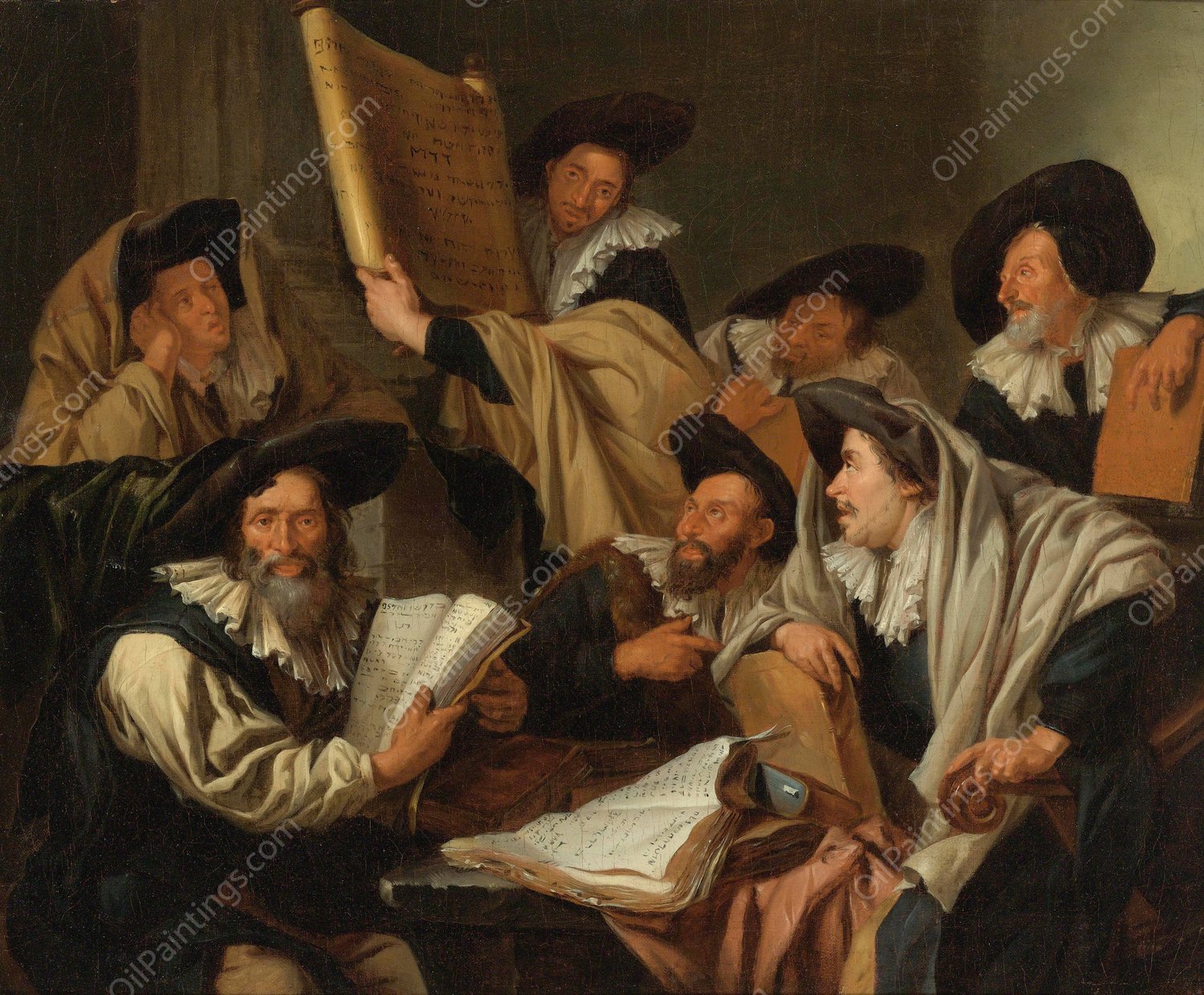 Rabbinical Discussion by Jacob Toorenvliet - Hand-Painted Oil Painting Reproduction