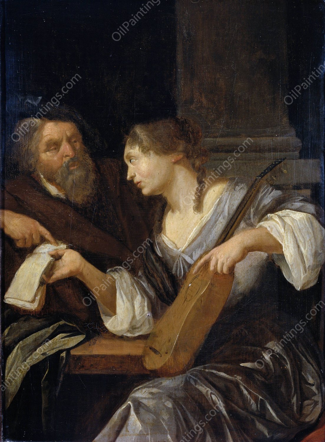 The music lesson  by Jacob Toorenvliet - Hand-Painted Oil Painting Reproduction