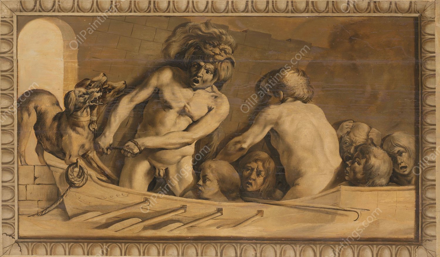 Hercules Gets Cerberus from the Underworld  by Jacob Van Campen - Hand-Painted Oil Painting Reproduction