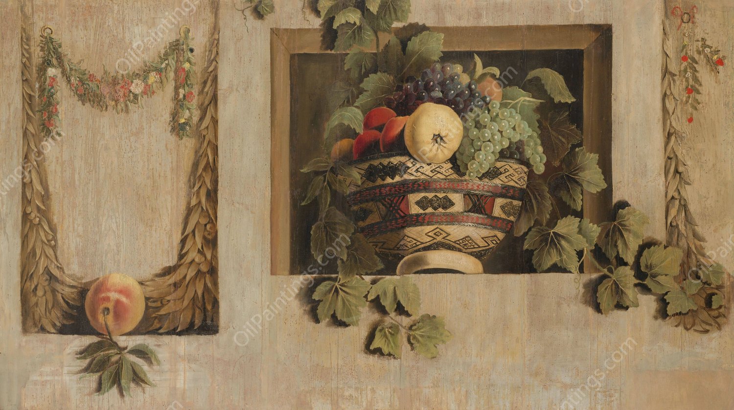 Still Life with Fruit and Flower Garlands  by Jacob Van Campen - Hand-Painted Oil Painting Reproduction