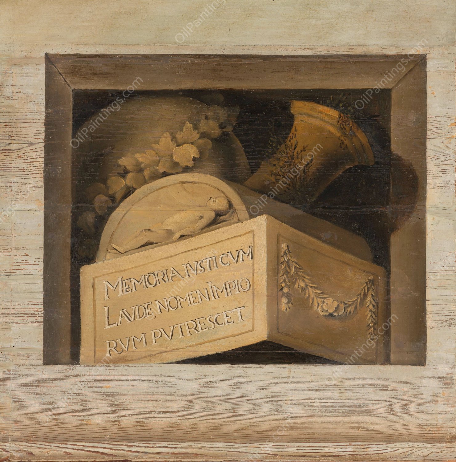 Tomb with Inscription  by Jacob Van Campen - Hand-Painted Oil Painting Reproduction