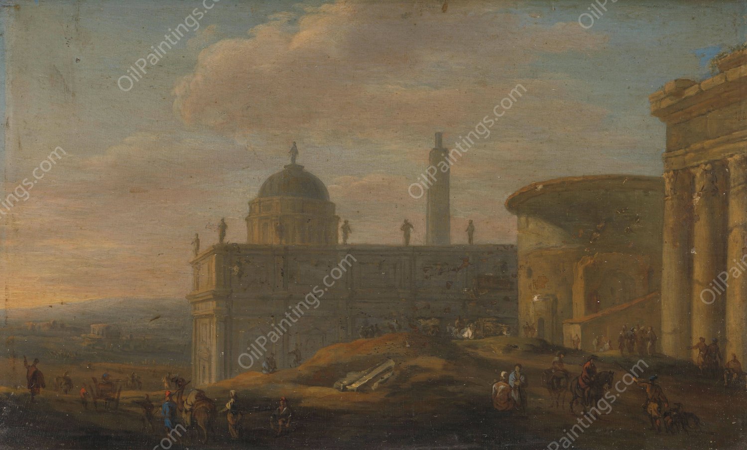 Italian city view  by Jacob Van Der Ulft - Hand-Painted Oil Painting Reproduction