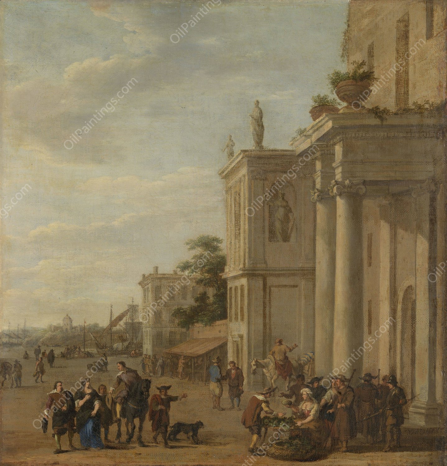 Italian marketplace  by Jacob Van Der Ulft - Hand-Painted Oil Painting Reproduction