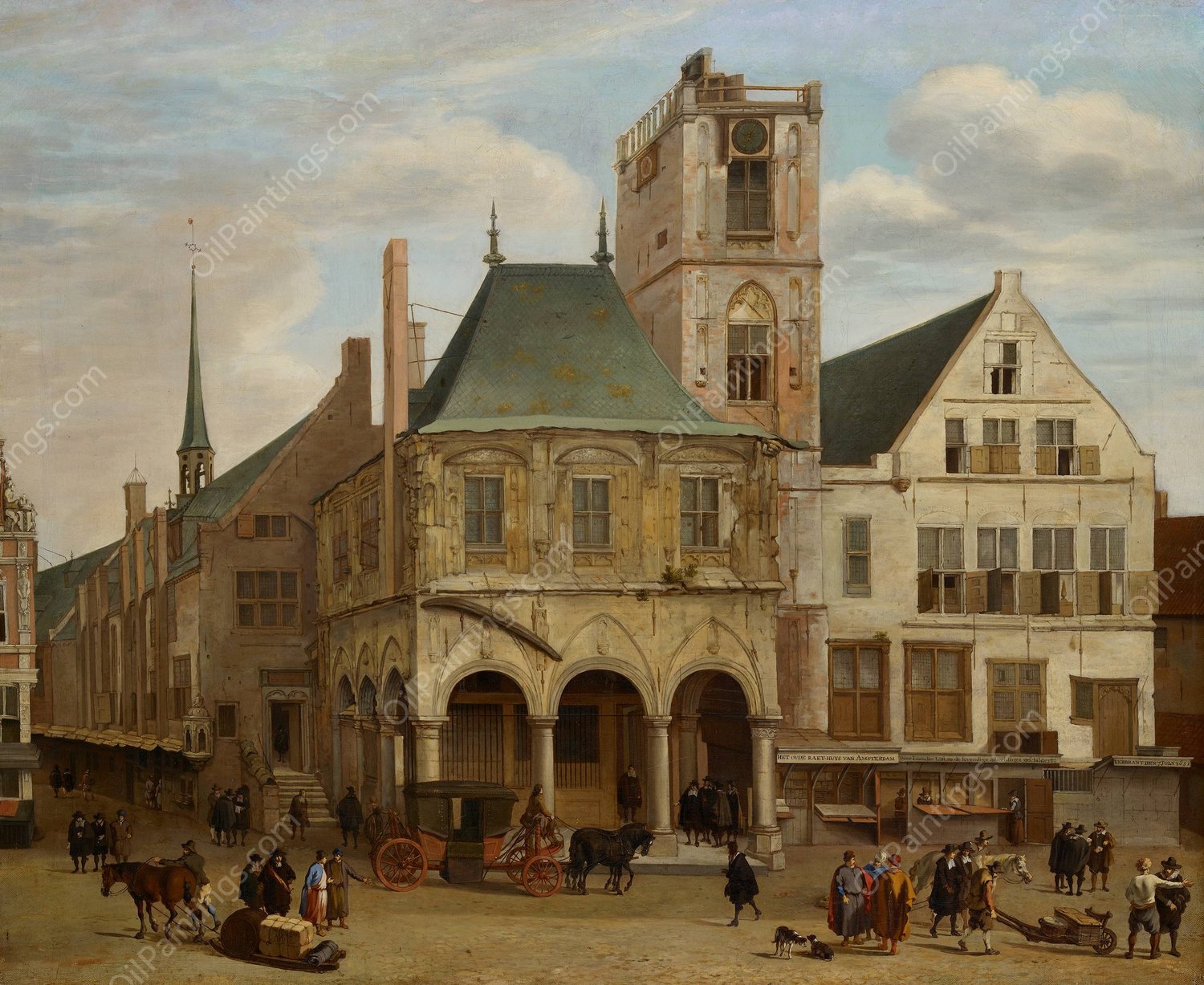 The old town hall  by Jacob Van Der Ulft - Hand-Painted Oil Painting Reproduction