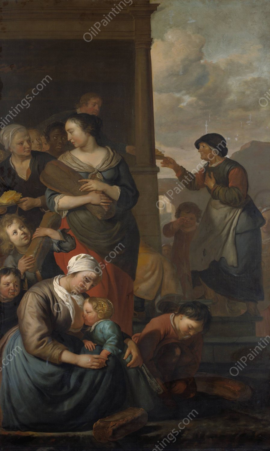 Allegory of food distribution to the poor  by Jacob Van Loo - Hand-Painted Oil Painting Reproduction