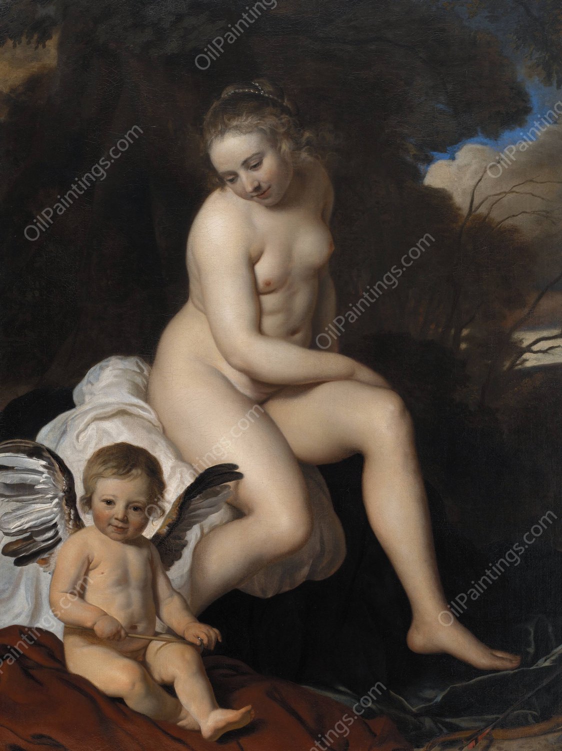 Venus and Cupid  by Jacob Van Loo - Hand-Painted Oil Painting Reproduction