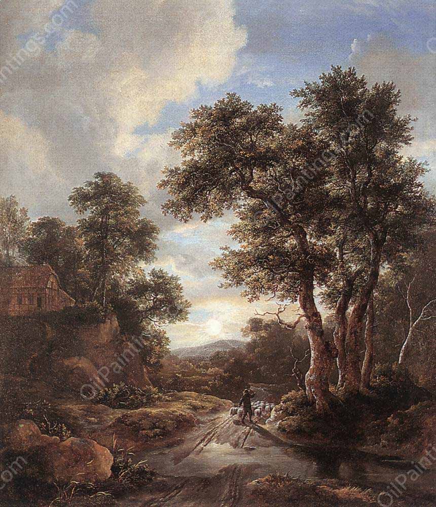 Sunrise in a Wood by Jacob Van Ruisdael - Hand-Painted Oil Painting Reproduction
