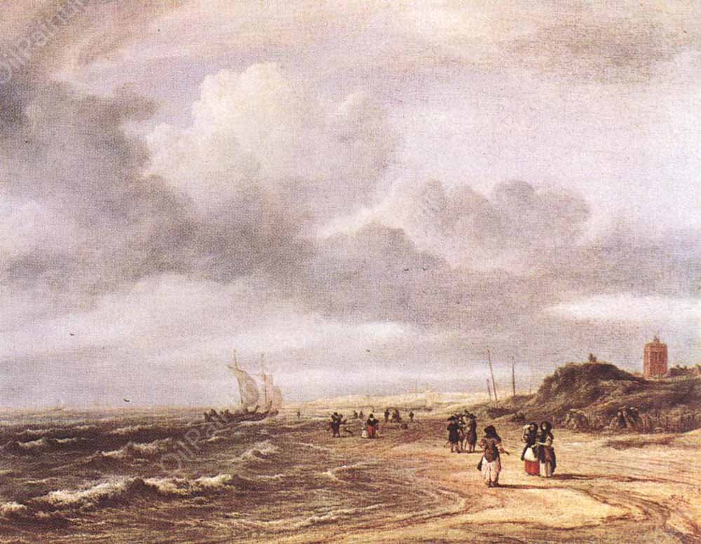 The Shore at Egmond-an-Zee by Jacob Van Ruisdael - Hand-Painted Oil Painting Reproduction